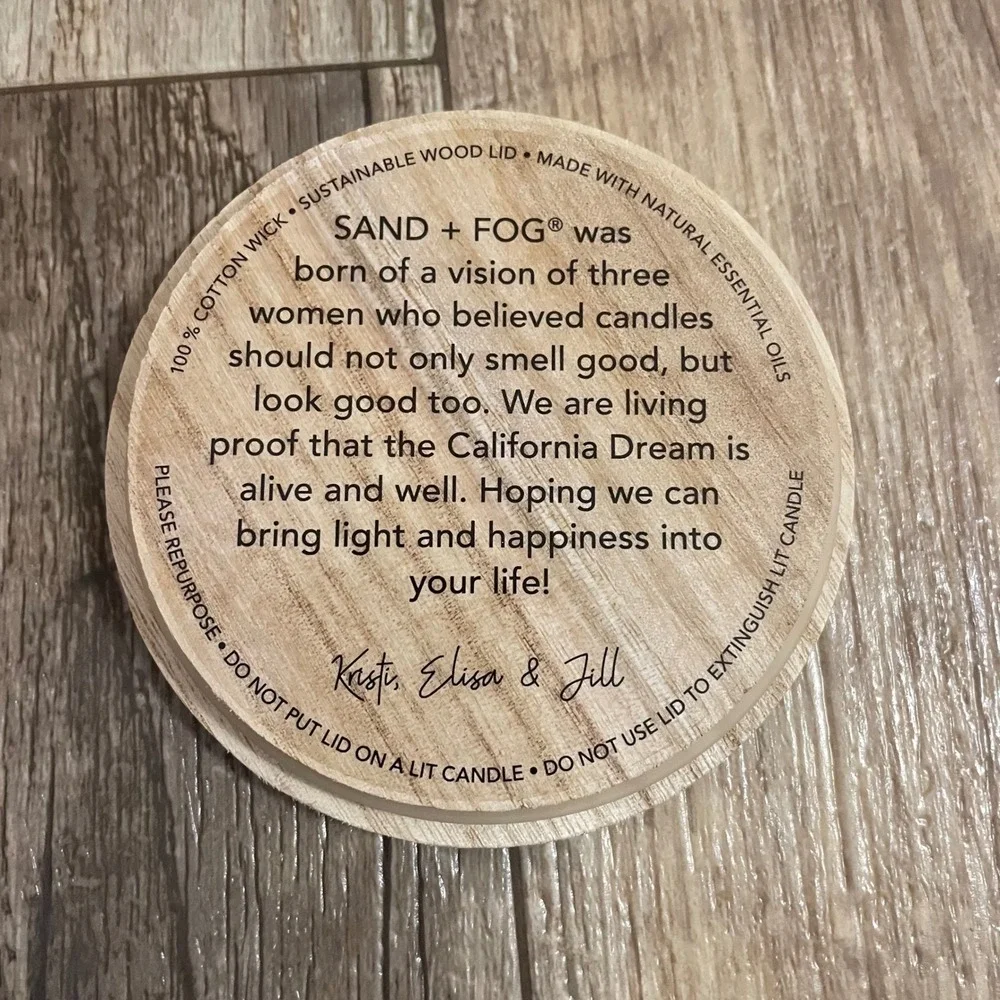 Sand + Fog Tropical Citrus 3-Wick Scented Candle 21oz Wood Lid Natural Wax Blend